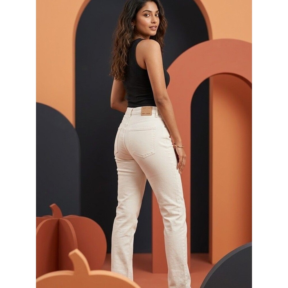 Mango High-Rise Cream Denim Jeans Size 10